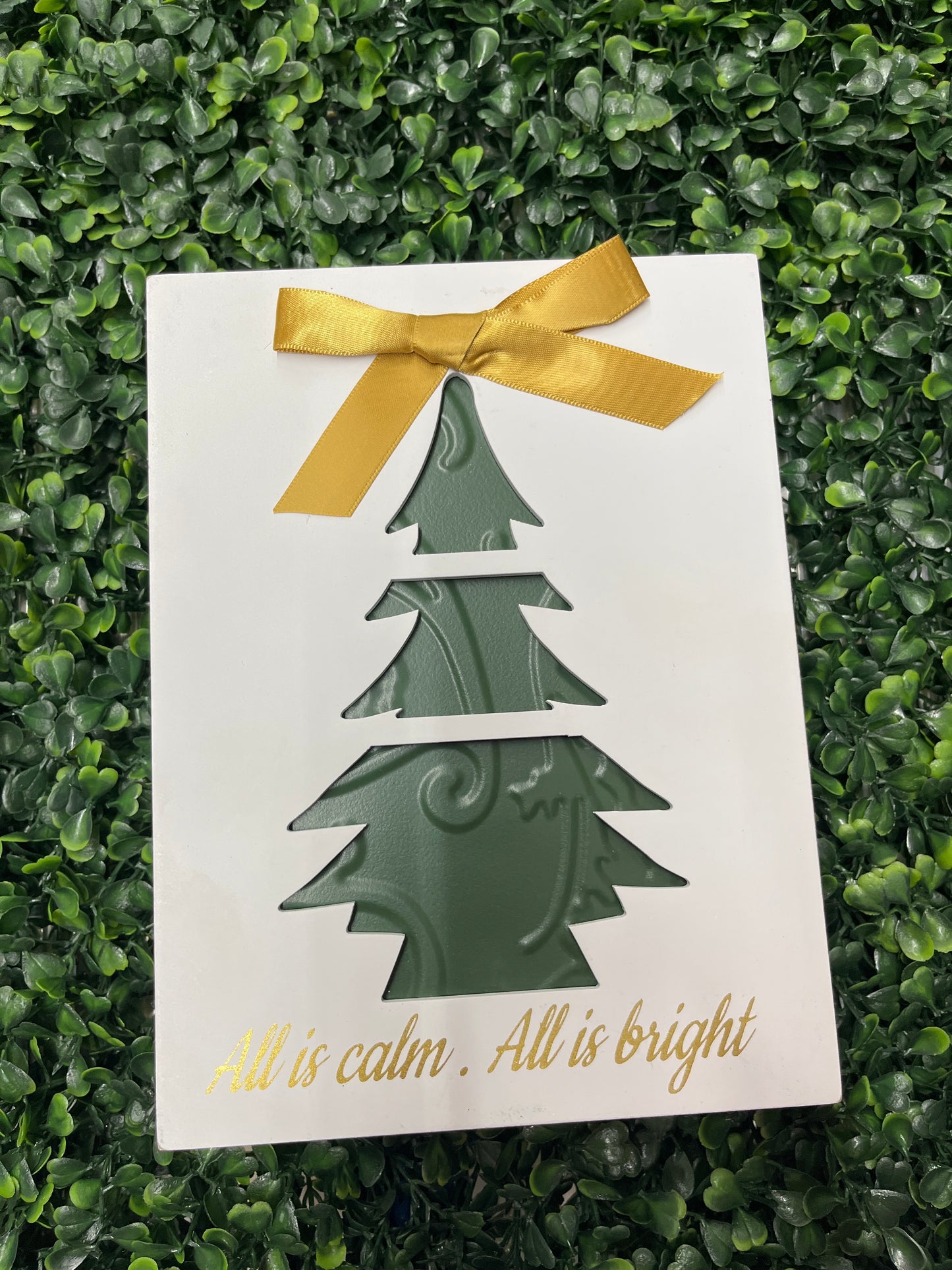 White Box Sign Metal Accent Fabric Bow