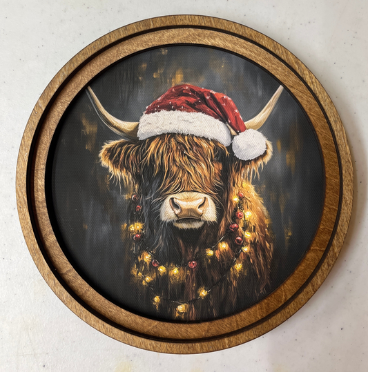 8" Round Christmas Highland Art