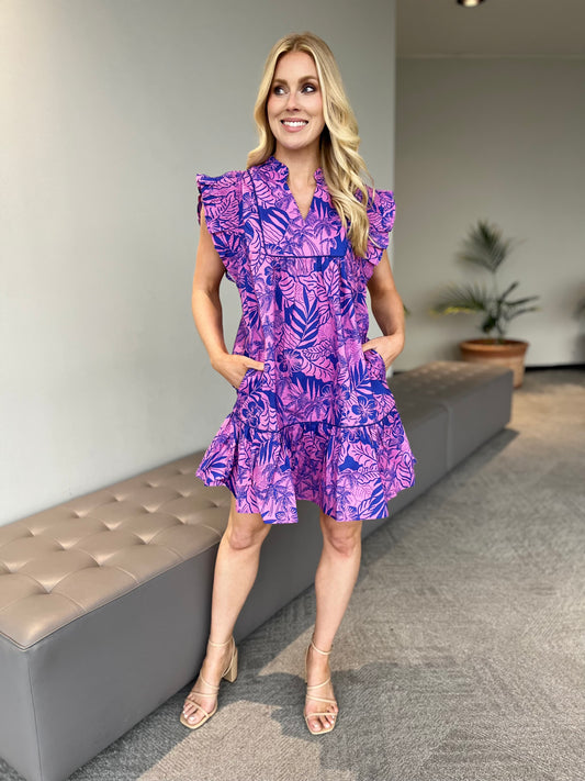 Purple Multi Tropical Dress