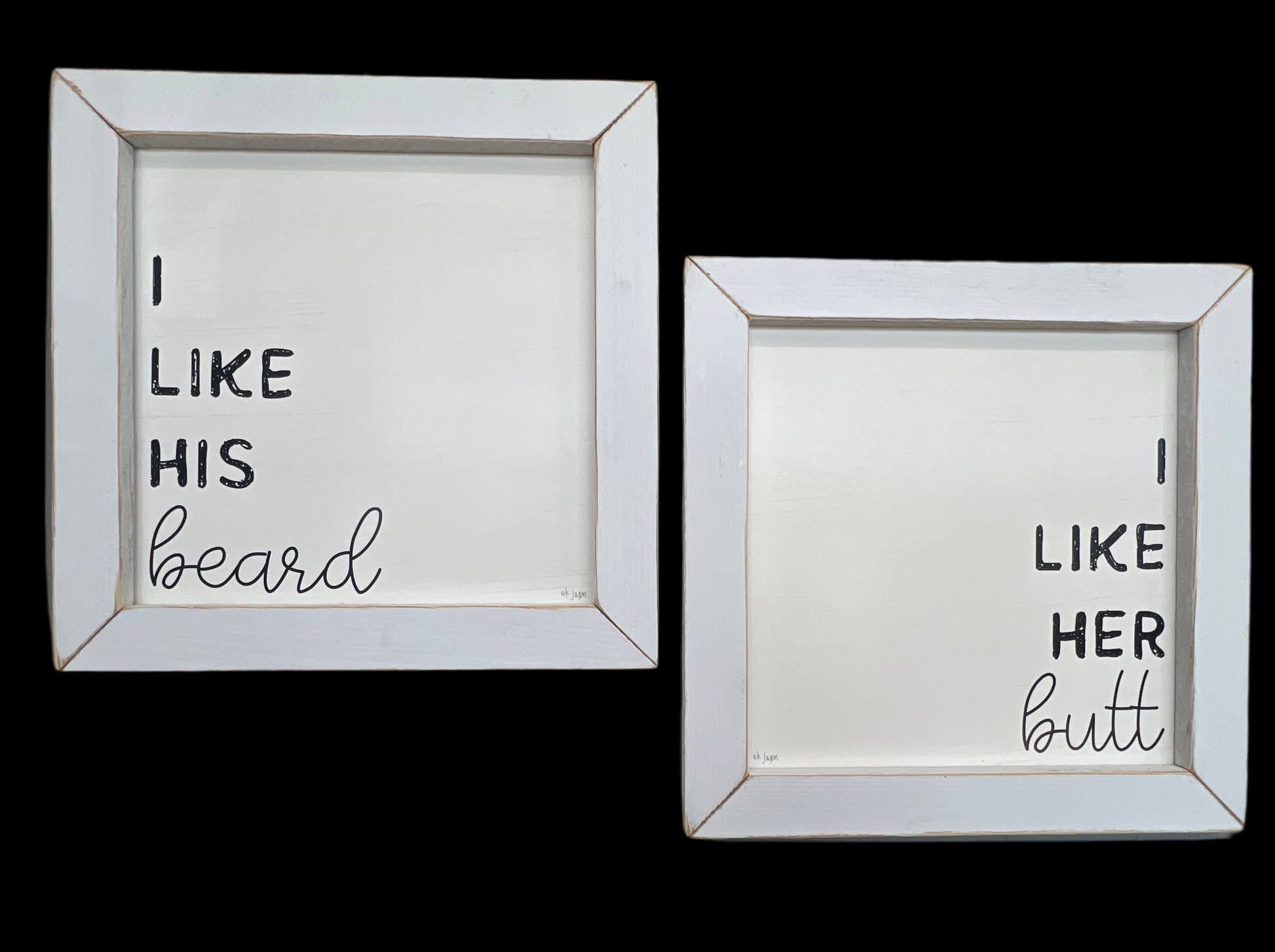 His Beard & Her Butt Charcoal Washed Frame