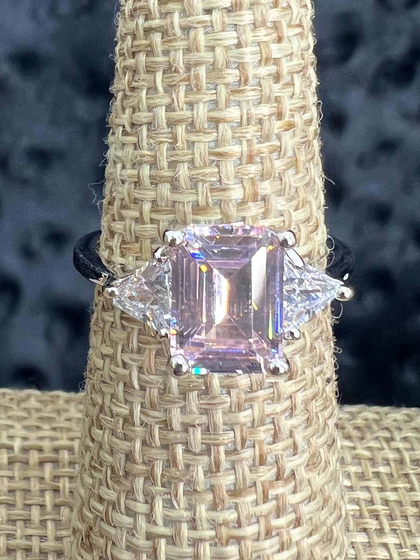 R.S. Covenant Emerald Cut Pink Cubic Zirconia Ring Style 6686