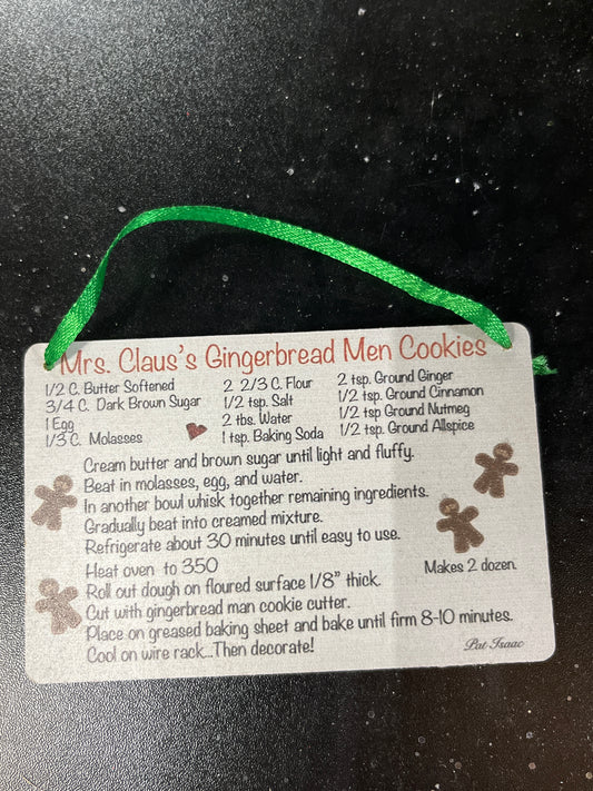 Gingerbread Men Cookie Recipe Ornament