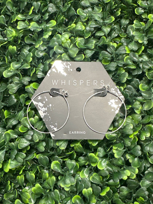 Whispers Silver Charm Hoop Stud Earrings