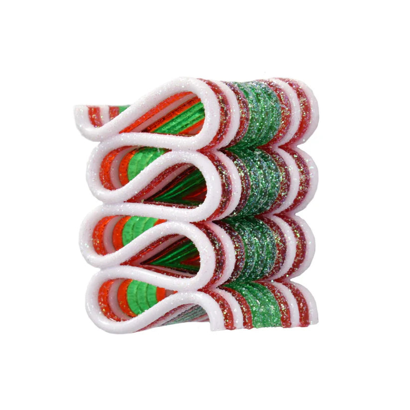 Glittered Licorice Ornament 2.75" in Green Red White