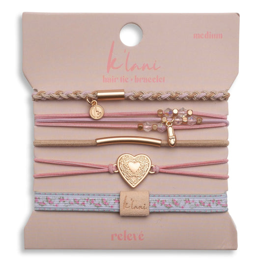 K'Lani "Relevé" Pink Floral with Ballet Slipper Hair Tie Bracelets
