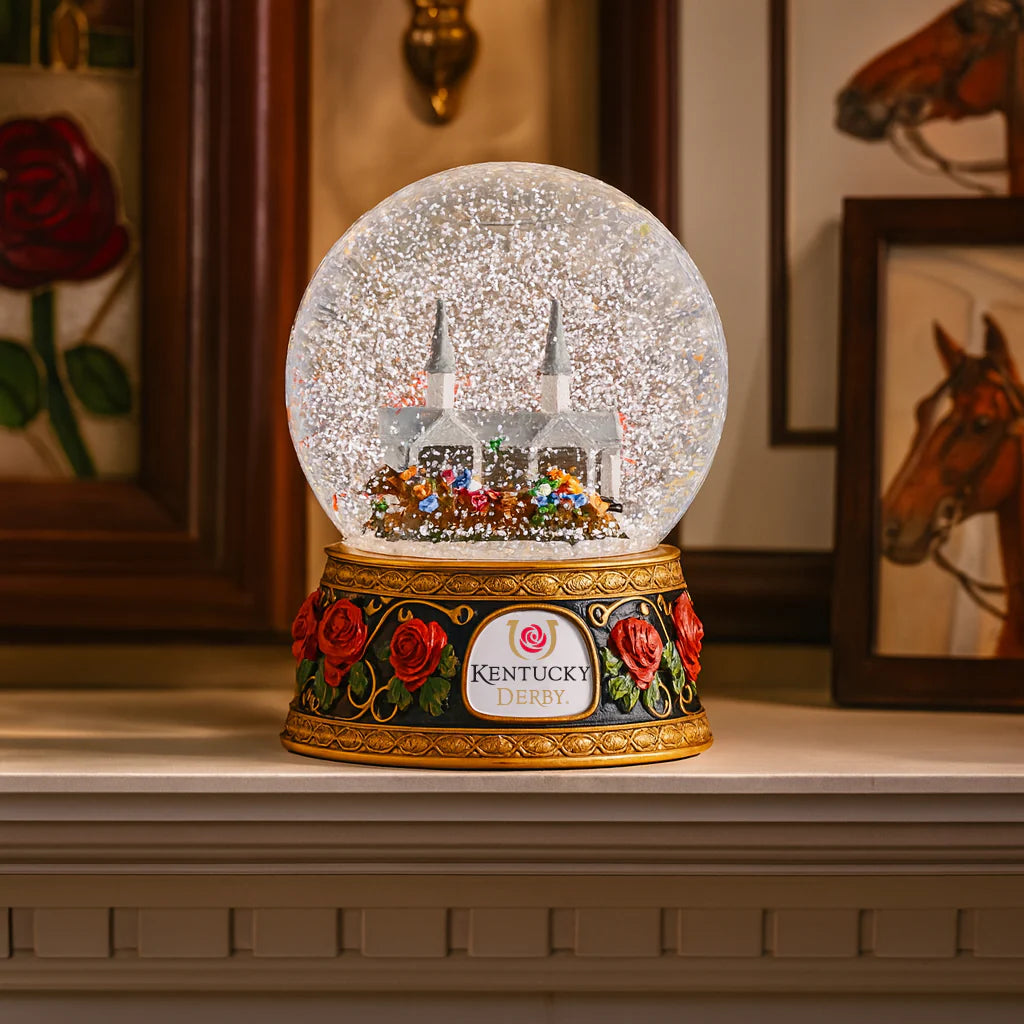 Tree Buddees Kentucky Derby Snow Globe with Snow & Rose Petals