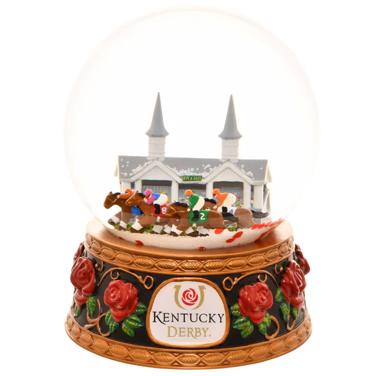 Tree Buddees Kentucky Derby Snow Globe with Snow & Rose Petals