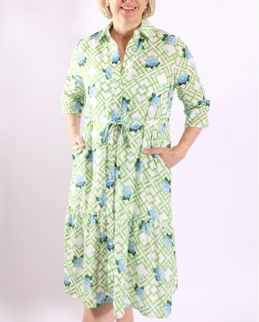 Diane Button Front Waist Tie Midi Dress