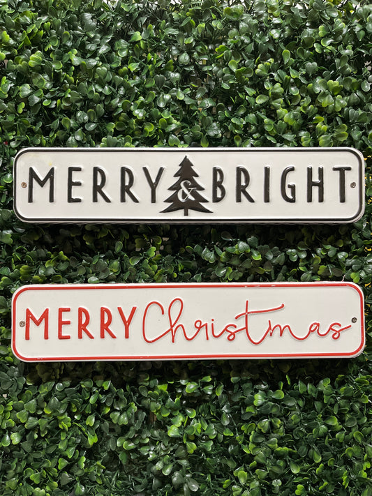 Enamel Wood Block Sign Checked Edge