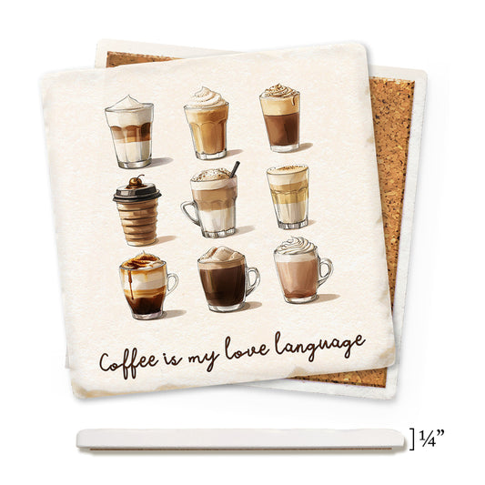 Coffee 9 Ways Thin Ceramic Coaster
