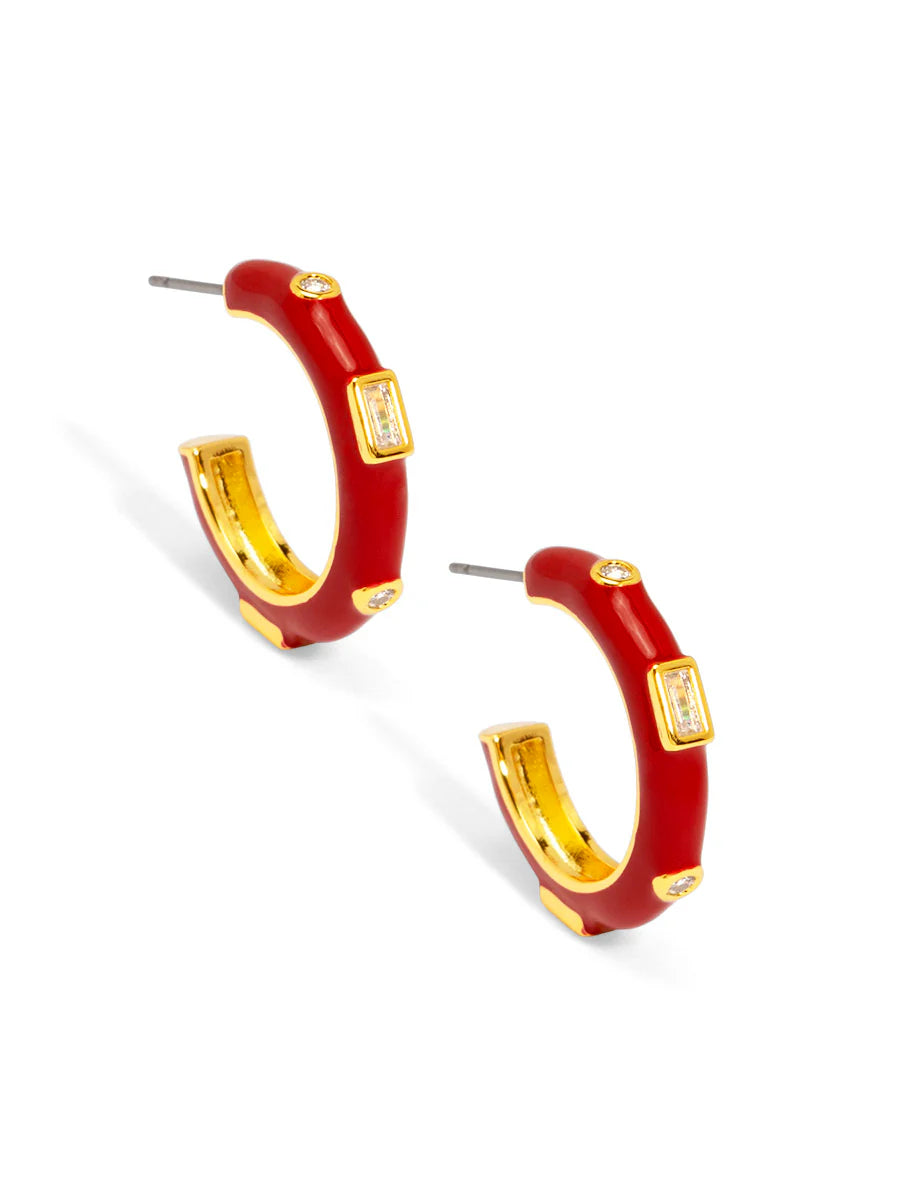 Crystal Enamel Hoop Earrings