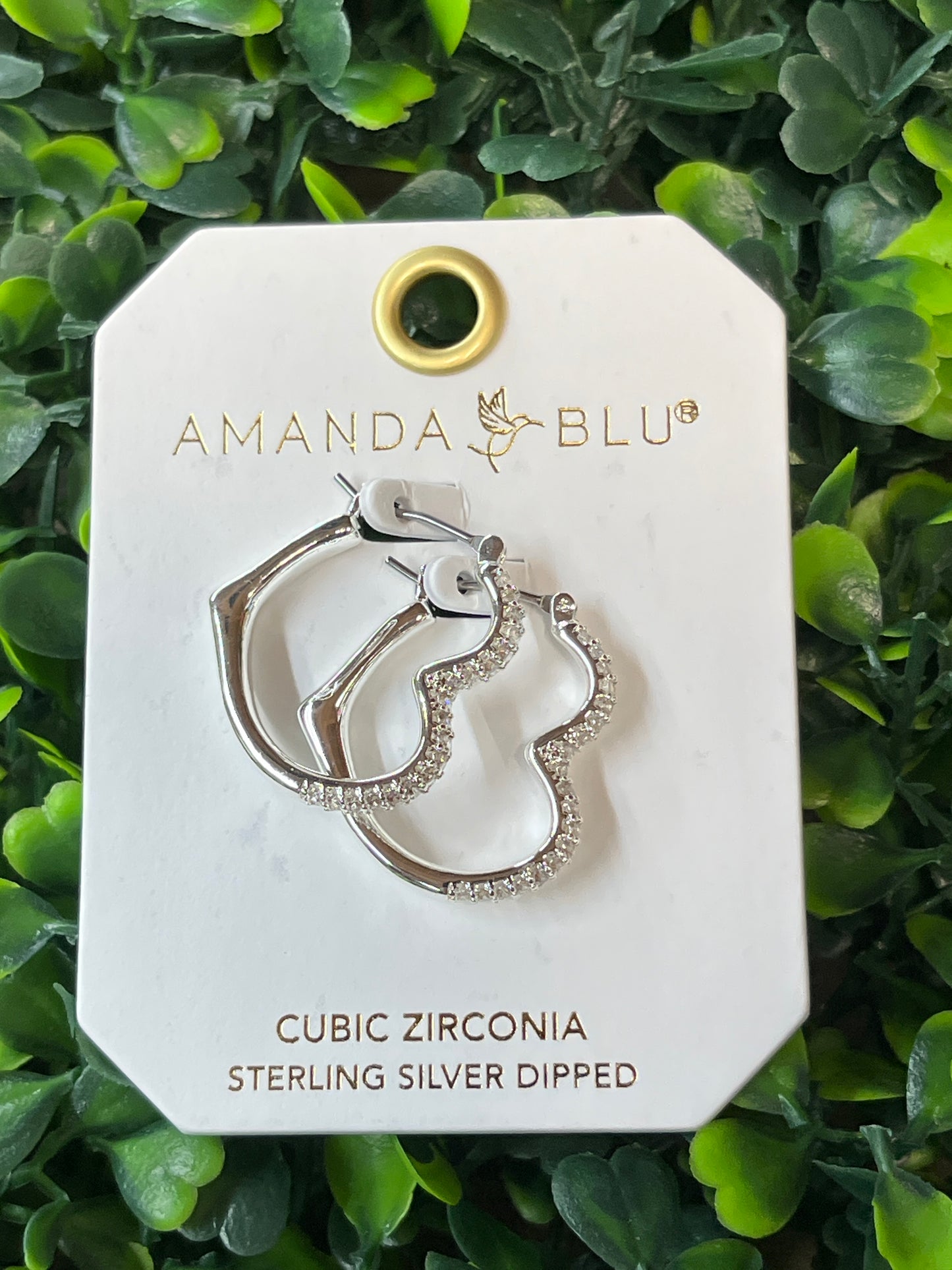 Silver Cubic Zirconia Heart Hoop Earrings