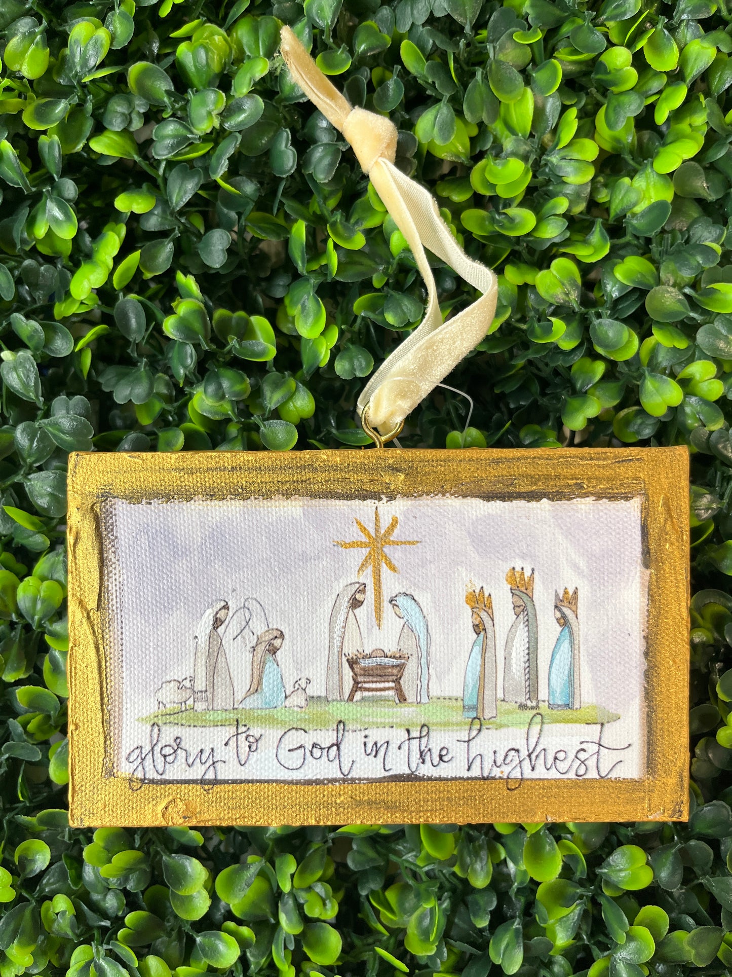 Hand Painted Glory To God Ornament