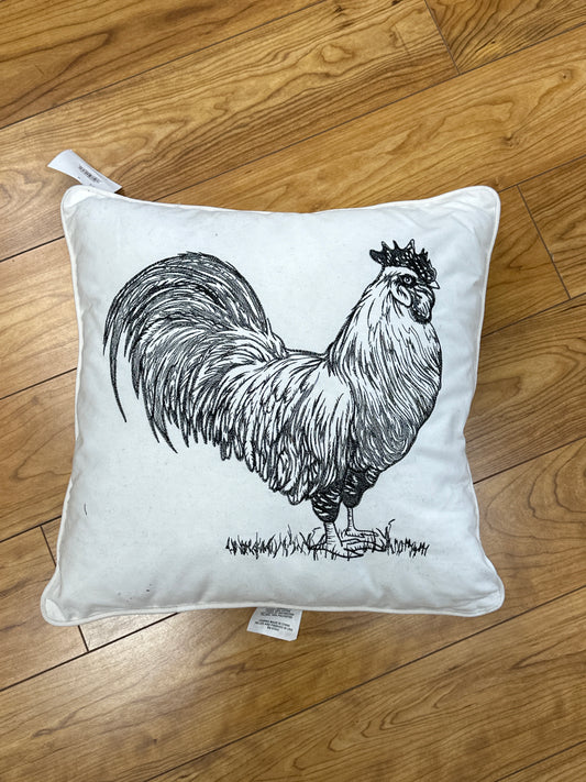 Barnyard Rooster Black/White Pillow