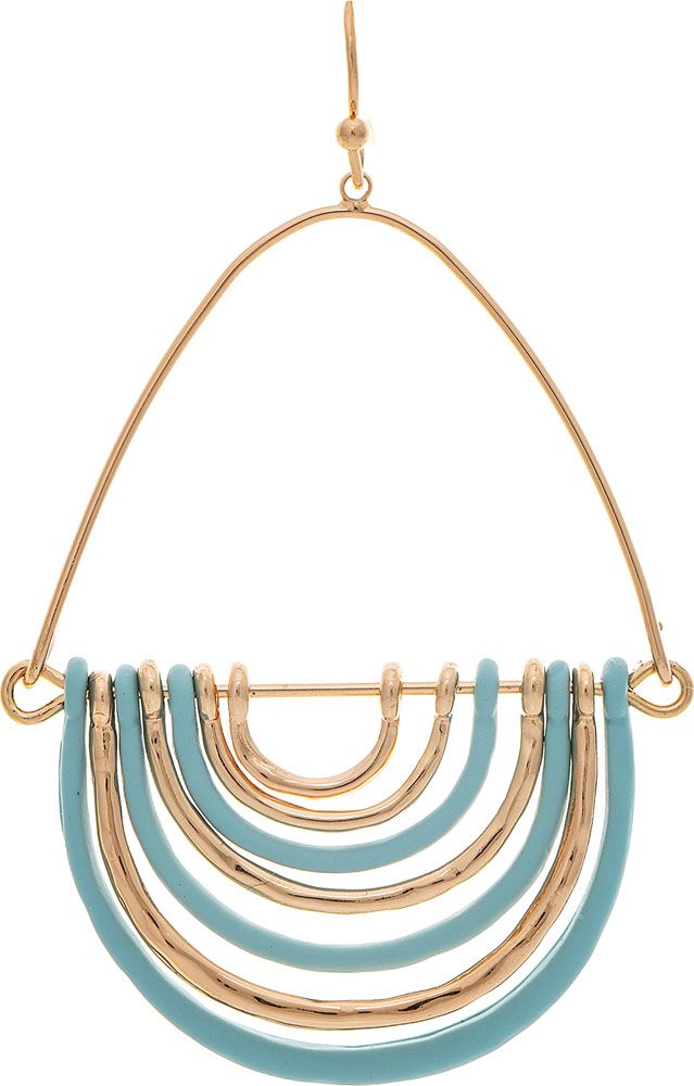 Gold & Blue Half Circle Drop Earring
