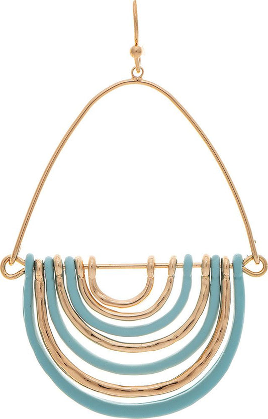 Gold & Blue Half Circle Drop Earring
