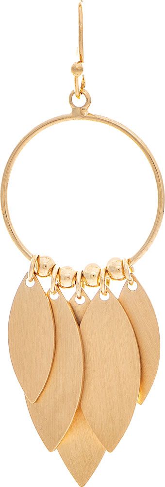 Gold Matte Leaves Fringe Earring