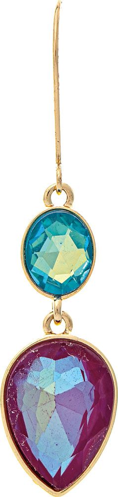 Gold Blue/Pink Glow Teardrop Earring