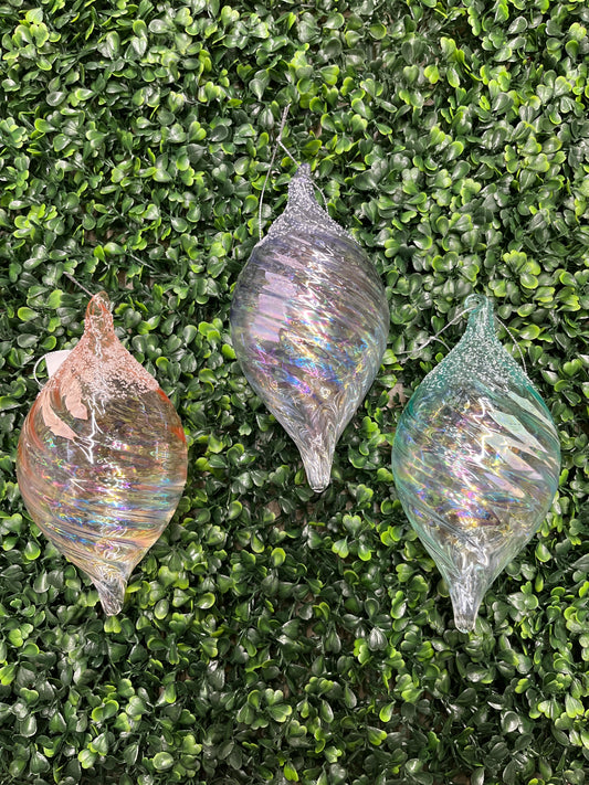 Clear Spiral Speckled Ornament