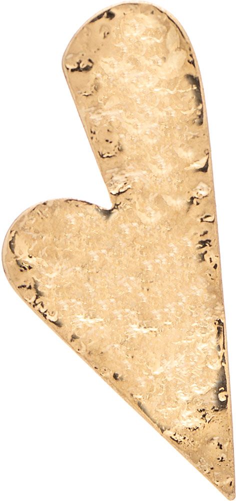 Gold Stylized Hammered Heart Post Earring