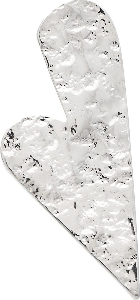 Silver Stylized Hammered Heart Post Earring