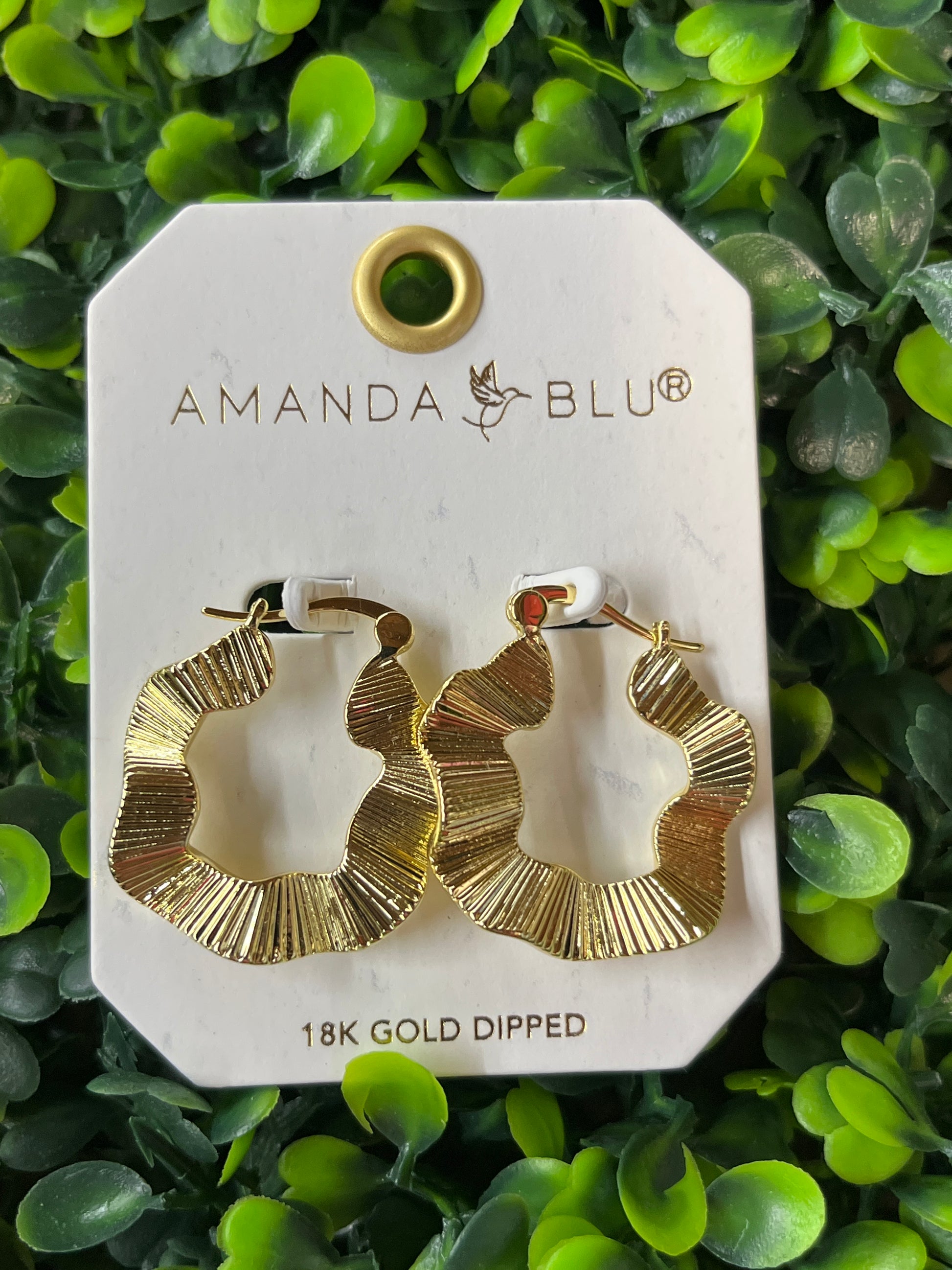 Polished Gold Textured Jennifer Hoop Earrings