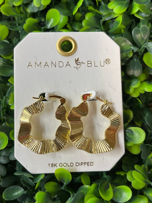 Polished Gold Textured Jennifer Hoop Earrings