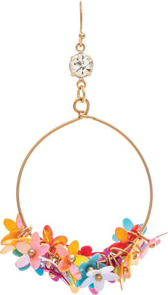 Gold Multicolor Flower Sequin Bundle Round Earrings