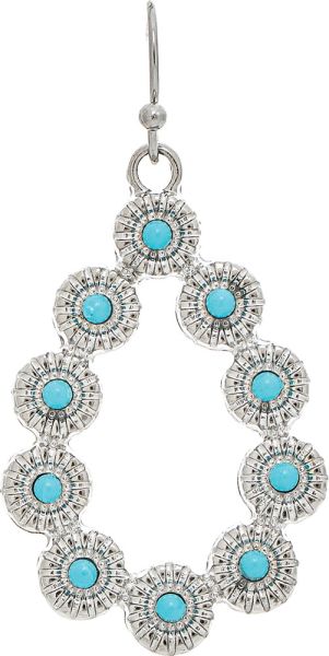 Silver Turquoise Gem Blossoms Teardrop Earrings