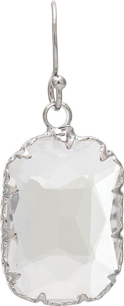 Silver Filigree Edge Rectangle Crystal Earrings