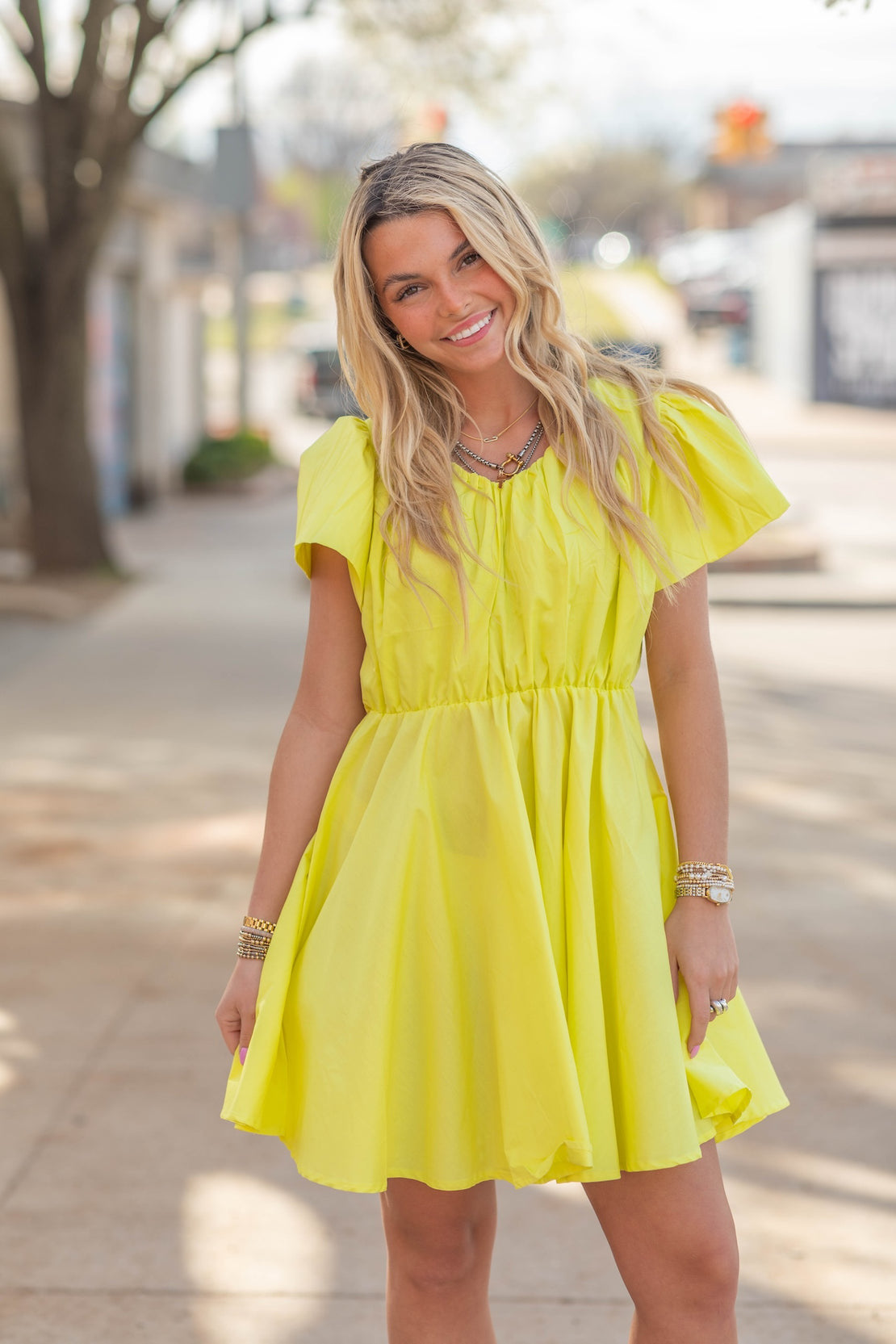 Alexandria Bright Yellow Mini Dress