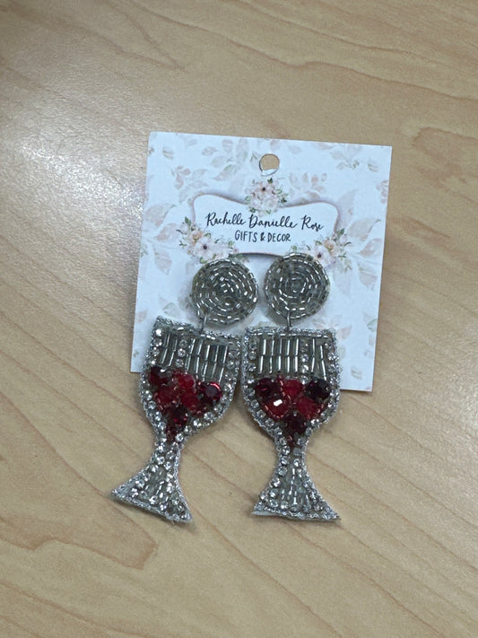 Red Wine Beaded Earrings