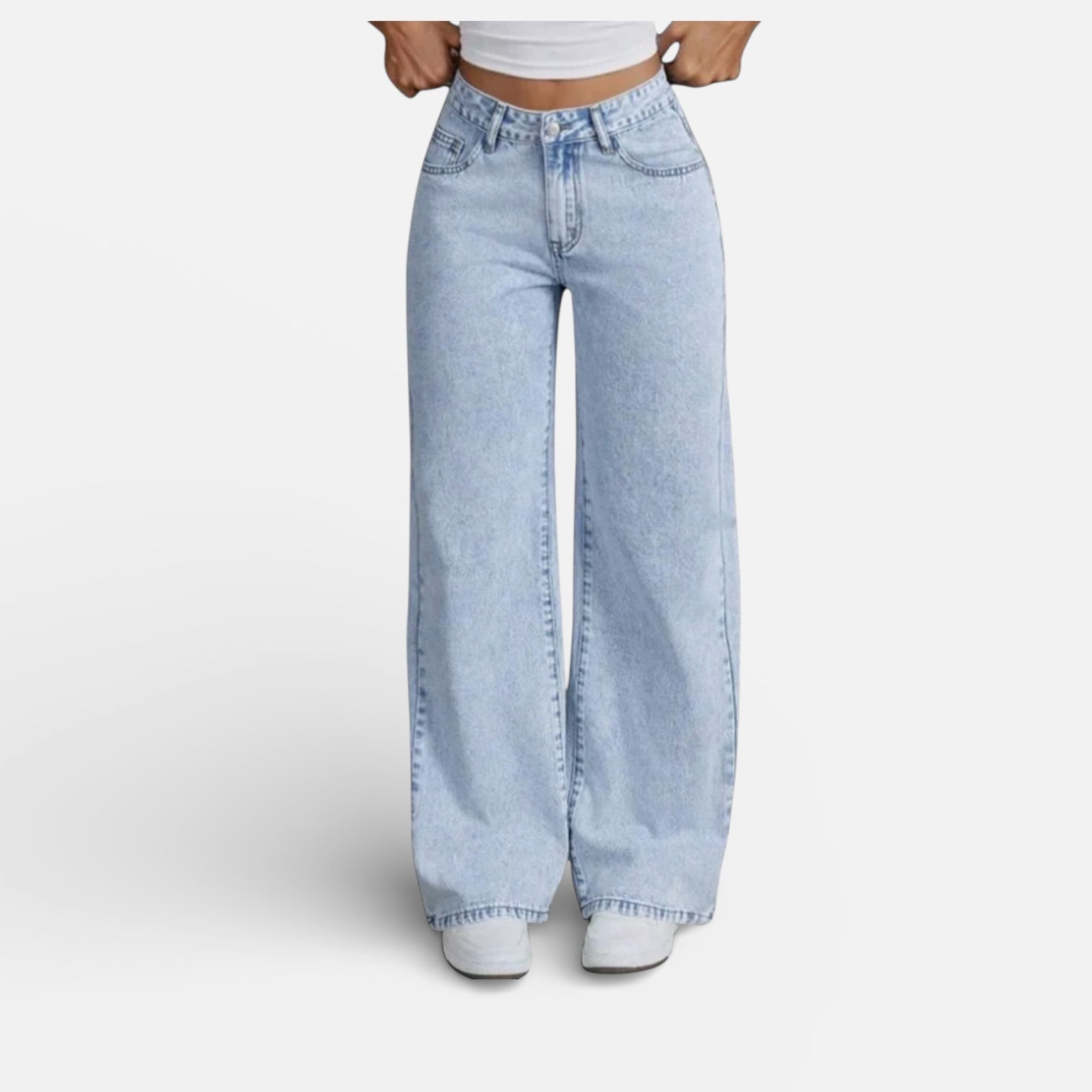 Bow Embroidered Wide Leg Jeans