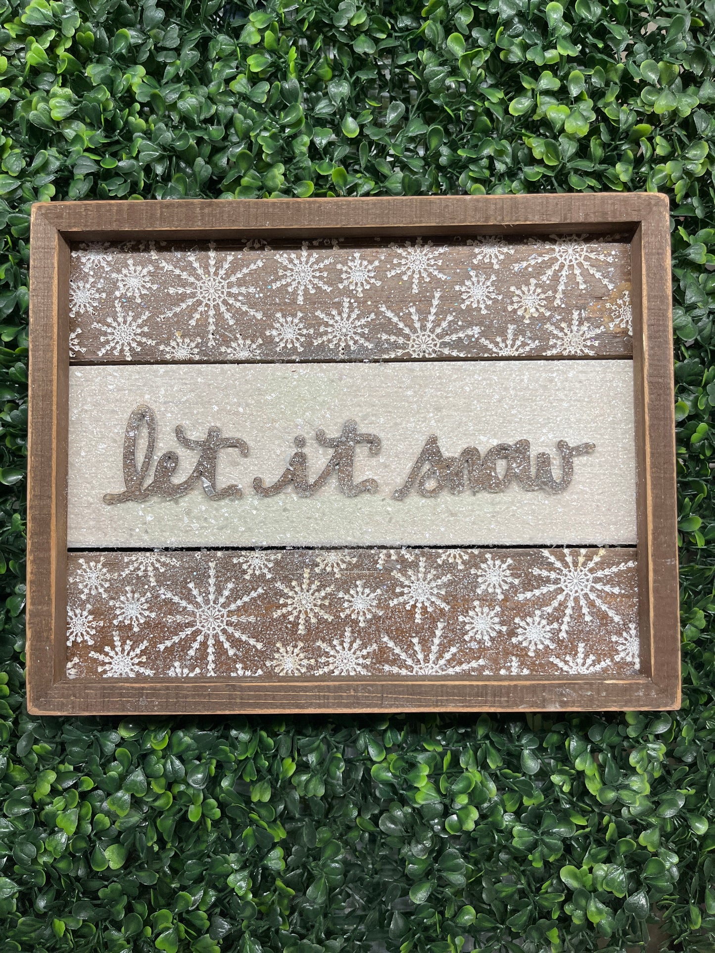Let It Snow Glitter Inset Slat Box Sign