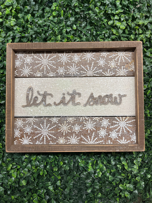 Let It Snow Glitter Inset Slat Box Sign