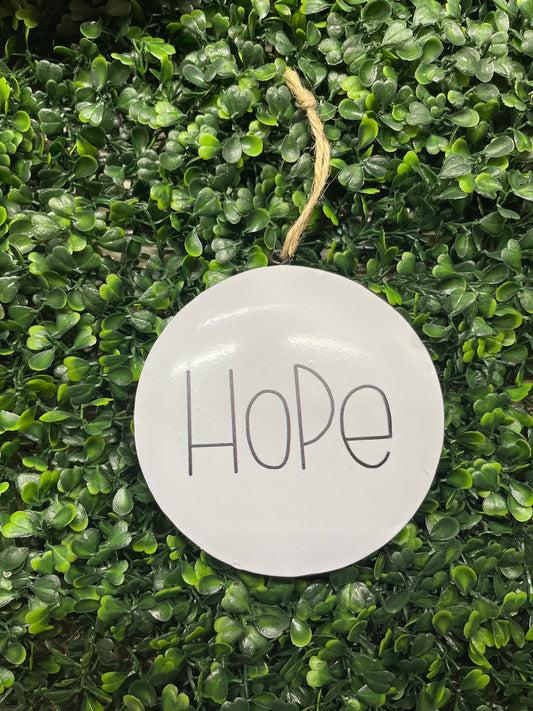 Hope White Metal Ornament