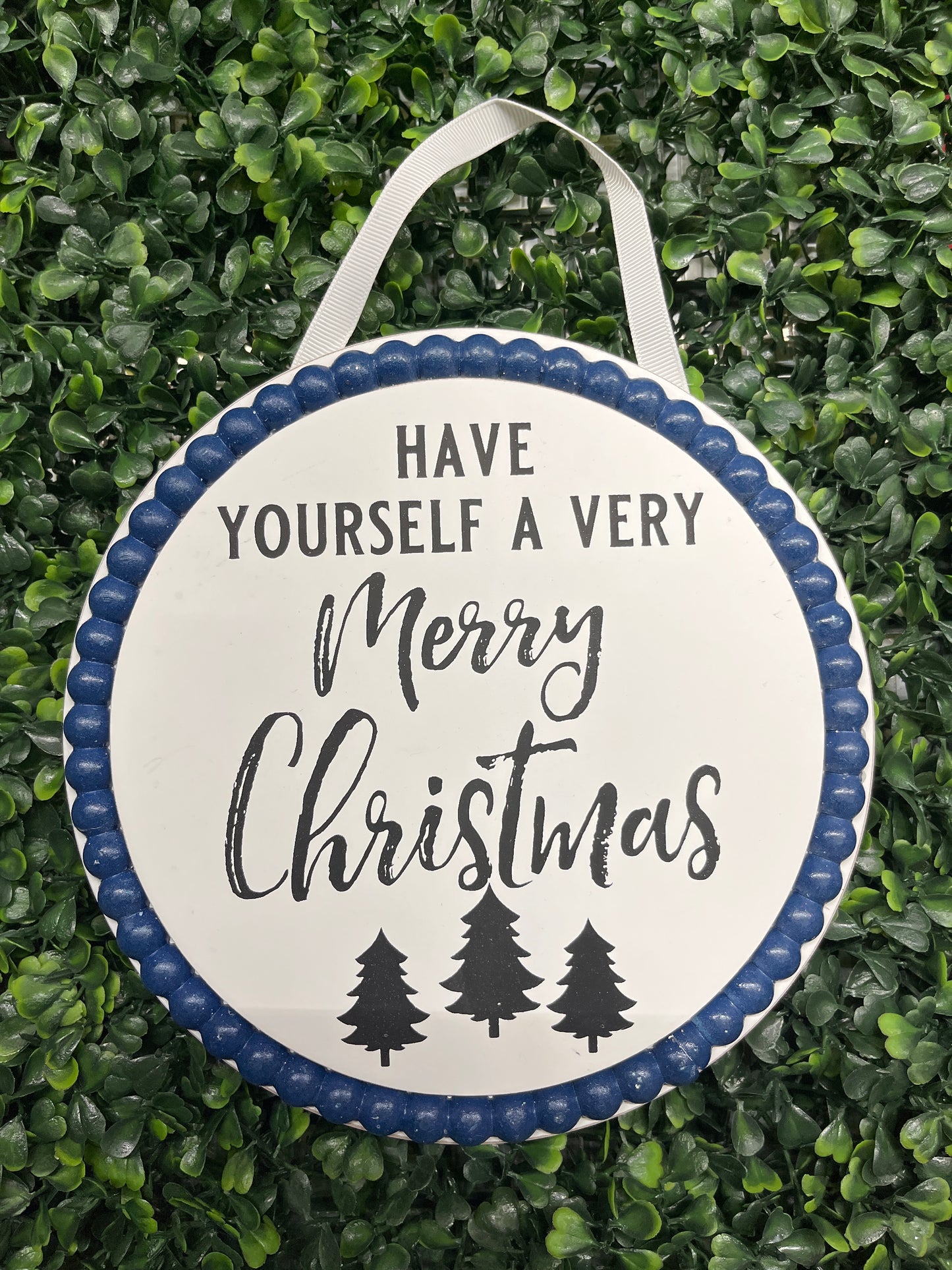 Round Wooden Beaded Blue & Green Wall Hanger