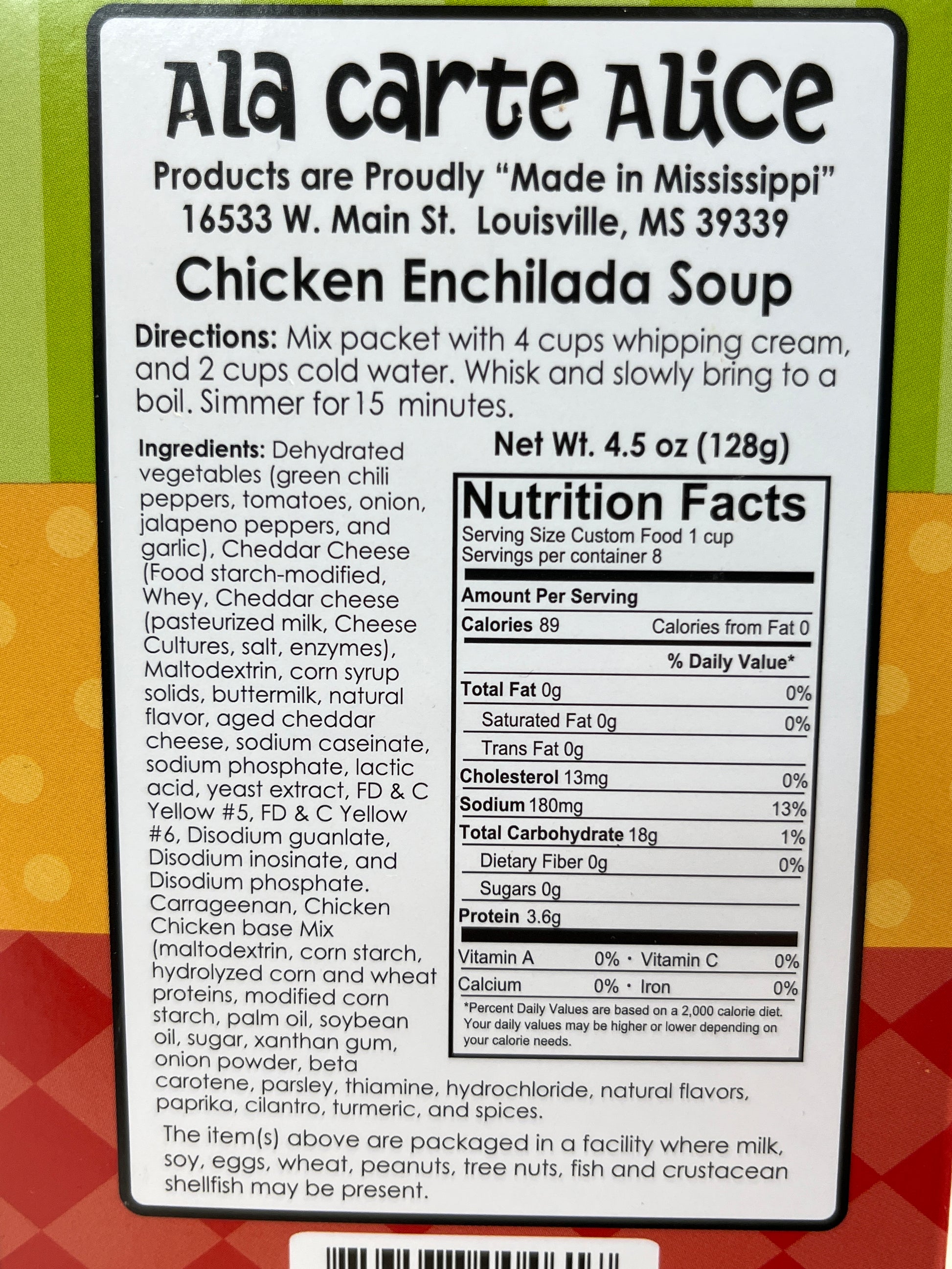 Ala Carte Alice Chicken Enchilada Soup Mix