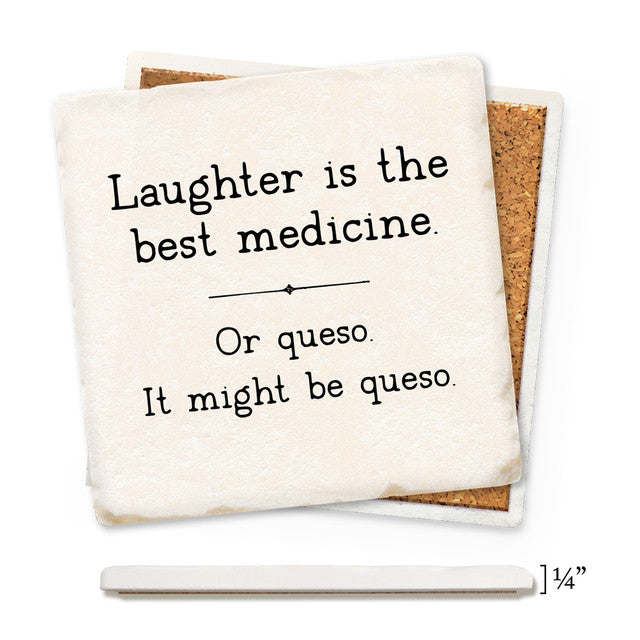 Laughter Is The Best Medicine Thin Ceramic Coaster