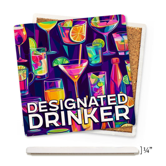Designated Drinker Thin Ceramic Coaster
