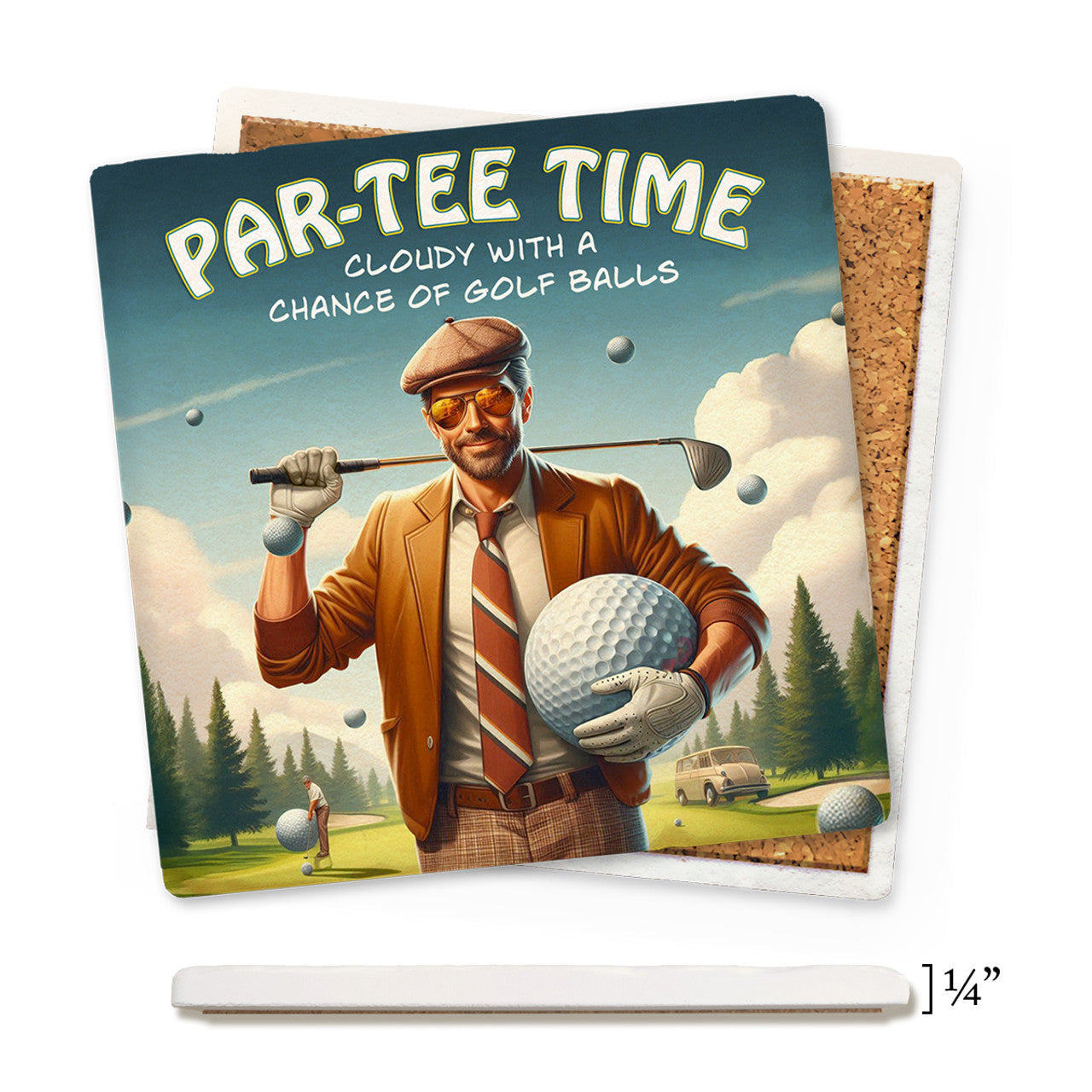 Par-Tee Time Thin Ceramic Coaster