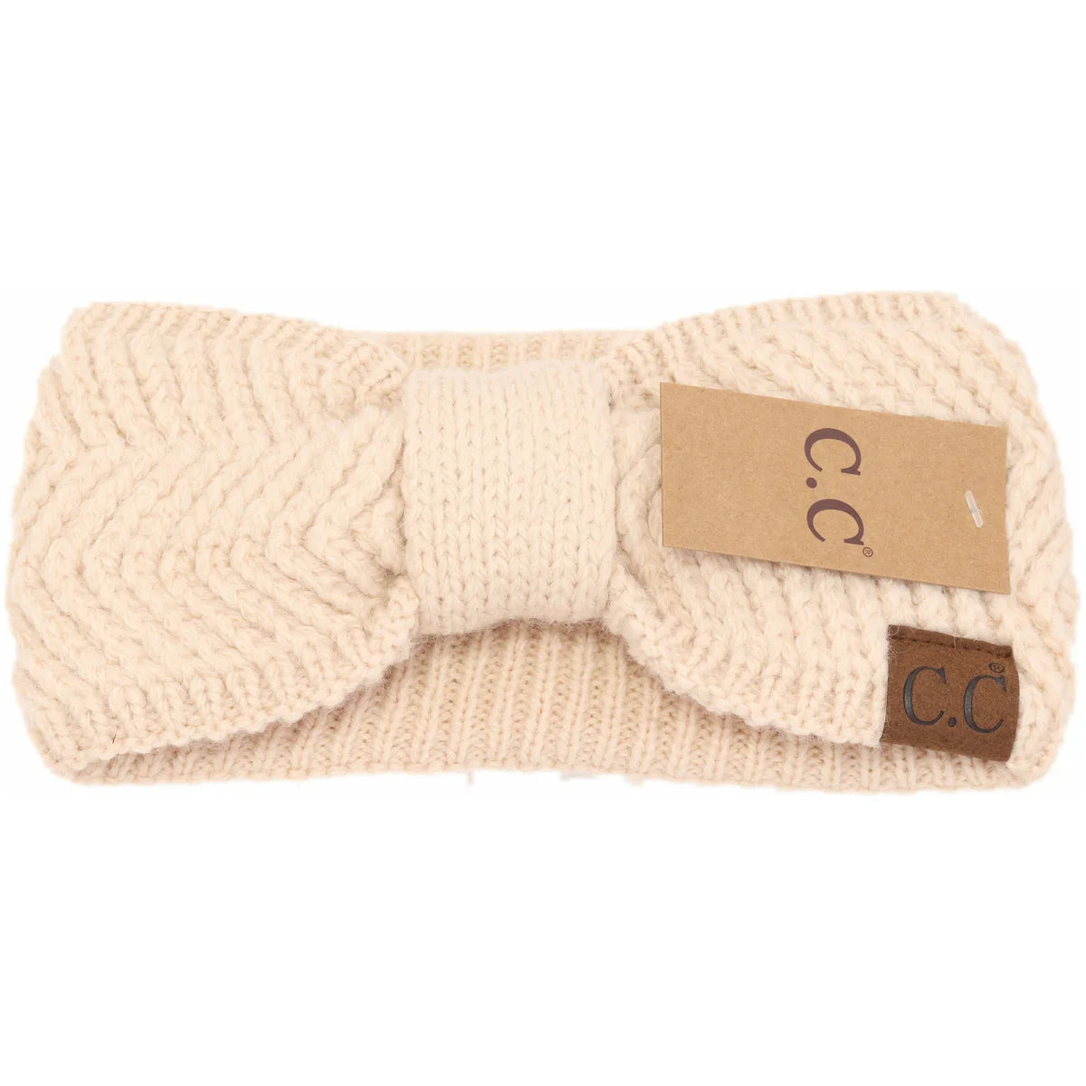 CC Beanie Chevron Knit Knot Head Wrap