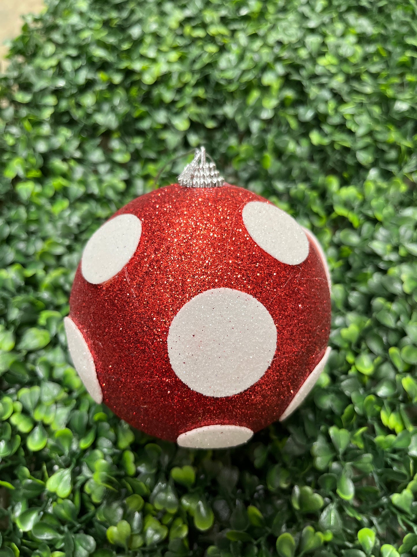 Red Glitter Polka Dot Ball Ornament