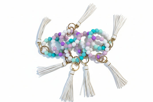 Silicone Key Ring Bracelets With Tassel