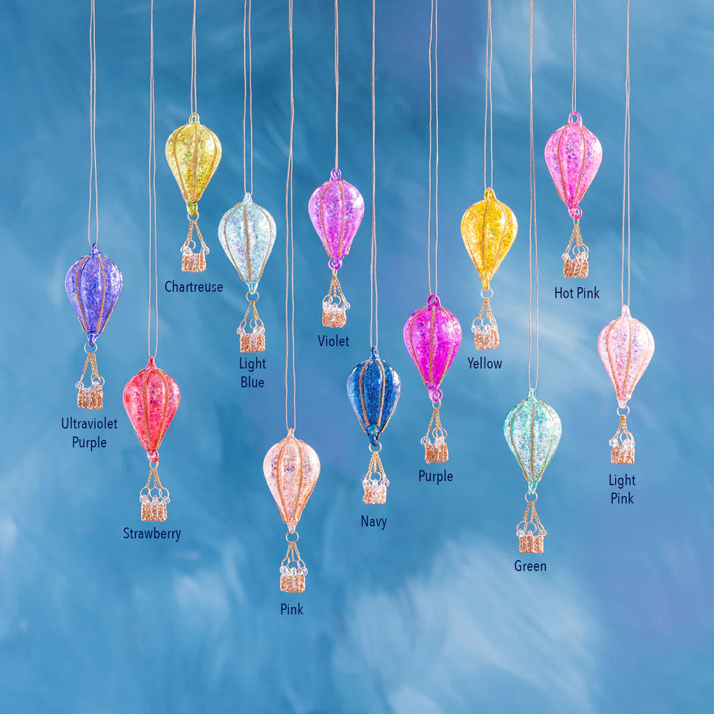 Glitterville Small Rainbow Glitter Hot Air Balloon Ornament