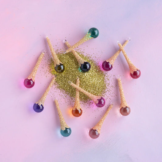Glitterville Rainbow Gold Glitter Drop Ornament