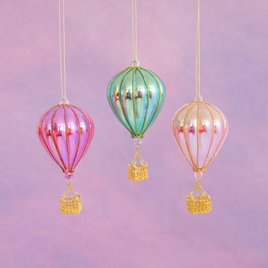 Iridescent Hot Air Balloon Glass Ornament