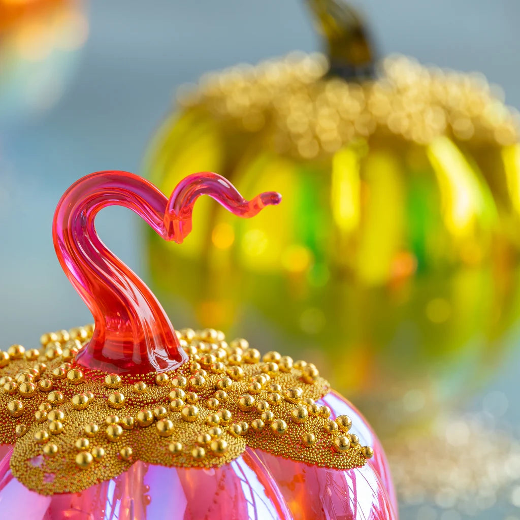 Glitterville Lighted Pavé Glass Pumpkin