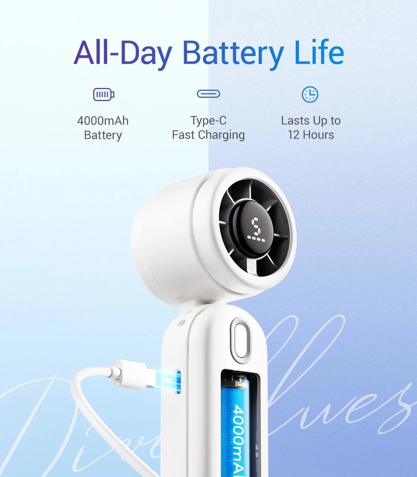 White Portable Turbo Handheld Fan