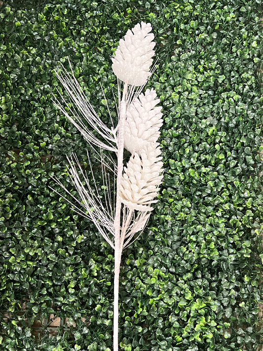 Plastic Glitter Pinecone Floral Spray